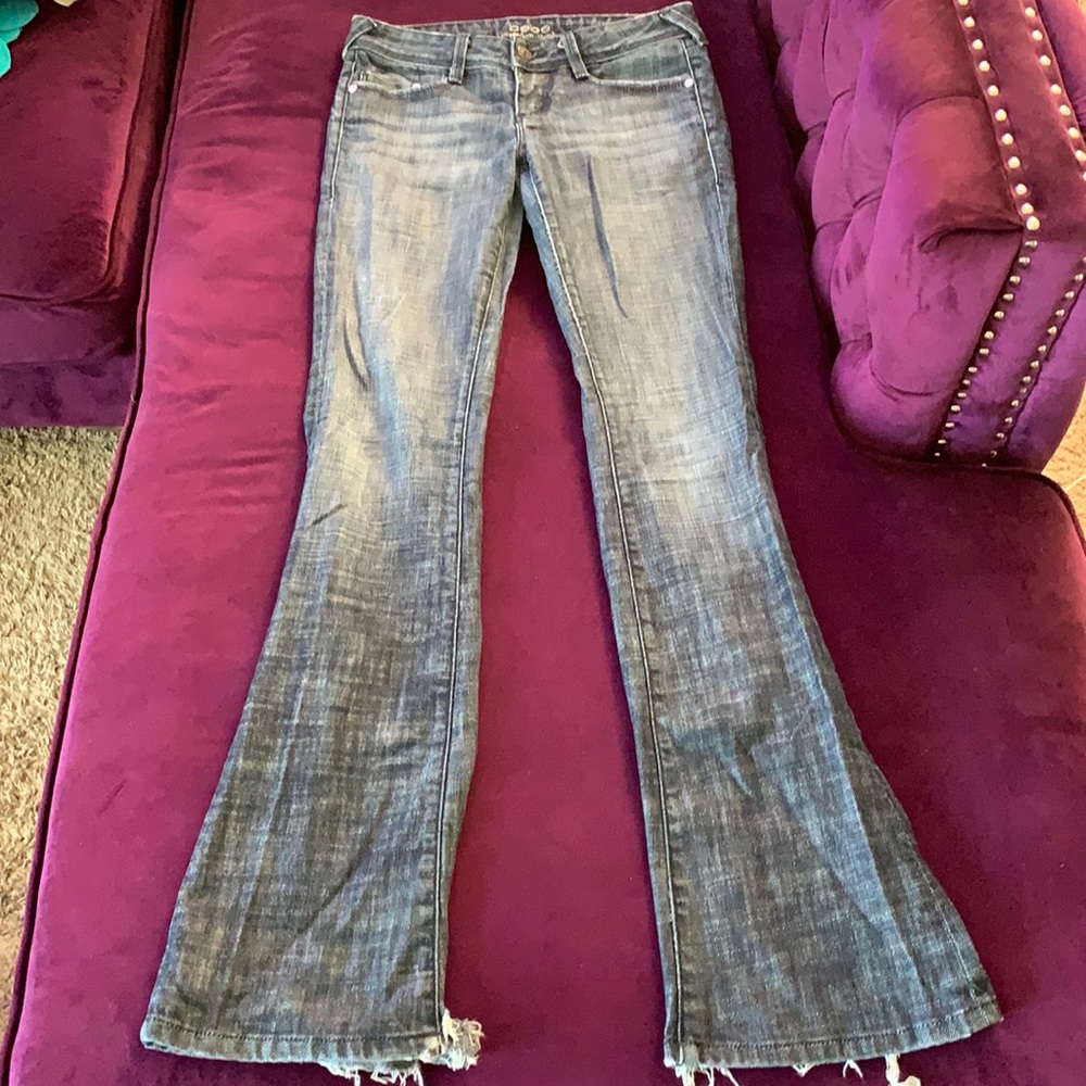 Bebe Premium denim Ripped Flare Leg Jeans